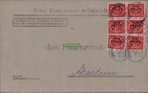 B22195 Brief Deutsches Reich Dienst 1922 Vom Finanzamt Schweinfurt an das Finanz