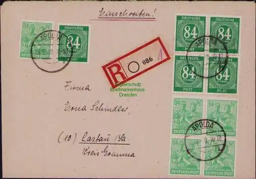 B22126 Brief Einschreiben SBZ Währungsreform 1948 Apolda 24.6. Ersstag Zehnfach