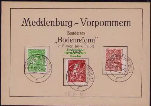 B22152 Gedenkblatt SBZ 23  25 b Mecklenburg Vorpommern 1945 Bodenreform Schwerin