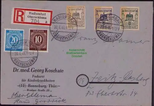 B22127 Brief Lokalausgabe Finsterwalde Einschreiben Oberschlema 1946 nach Zeitz