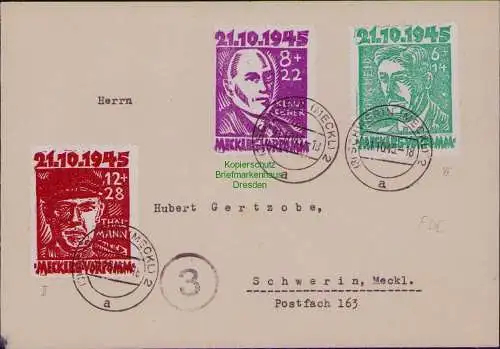 B22150 Brief SBZ 20-22 FDC Mecklenburg 1945 Schwerin gepr. Kramp BPP