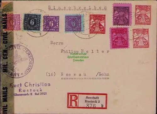 B22162 Brief SBZ Mecklenburg Vorpommern 1946 Einschreiben Seestadt Rostock