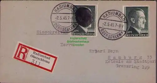 B22135 Brief SBZ Einschreiben Sächs. Schwärzung Radiumbad Oberschlema -2.5.45