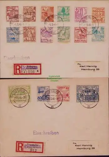 B22176 Gedenkblatt Lokalausgabe Perleberg 1 - 5 Blanko Stempel Perleberg 15.6.45