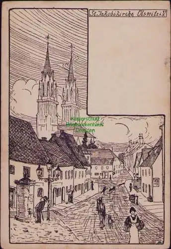 163488 AK Künstlerkarte St. Jakobi Kirche Olsnitz i. V. um 1930 Verlag: Oswald L