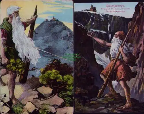 167258 2 AK Riesengebirge Es grüsset viele tausendmal Der Herr der Berge Rübezah
