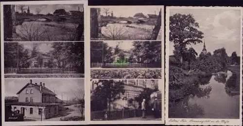 167179 3 AK  Treben bei Altenburg/Thür. Pleißenbrücke Bahnhof Kinderheim Postamt
