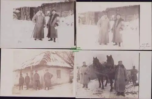 163535 4x Foto AK Galizien 1917 Winter Feldpost Pferde Militär