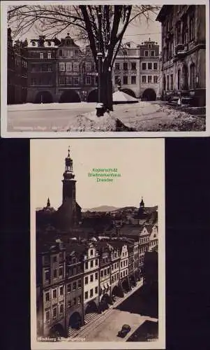 167196 2 AK Riesengebirge Hirschberg i. Rsgb.1943 1944 Markt Rathaus Butterer-Ha