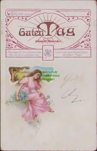 167324 AK GRUSS aus … 1901 K.Württ. Bahnpost Guten Tag wünscht Absender