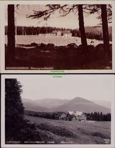 167264 2 AK Riesengebirge Bärengrundbaude Sudetenland um 1930