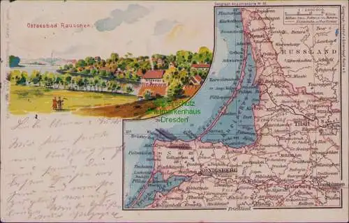 163484 AK Ostseebad Rauschen Samland 1915 Landkarte Königsberg Tilsit