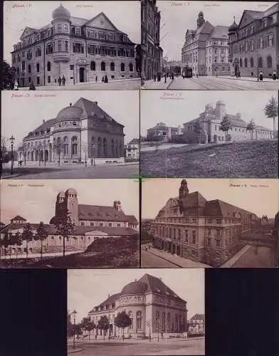 167385 7 AK Plauen i. V. Neue Sparkasse Neues Rathaus Handelskammer Krematorium