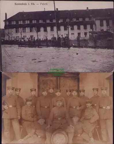 167361 2 AK Kestenholz i. Els. - Fabrik 1917 Feldpost Fotokarte Soldaten