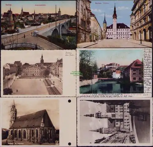 167351 6 AK Bautzen 1921 Rathaus Kronprinzenbrücke 1911 St. Petridom Am Theater