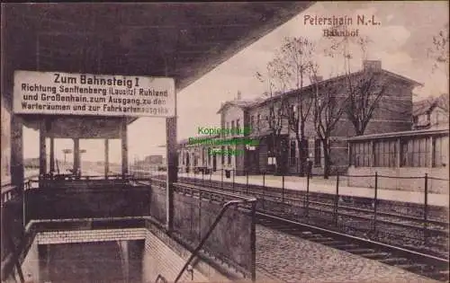 156258 AK Neu Petershain N.-L. 1927 Bahnhof Bahnsteig