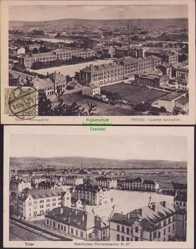 156052 2 AK Trier Treves Hornkaserne 1921 Rheinisches Pionierbataillon Nr. 27