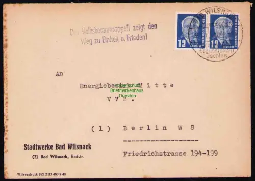 B19588 Brief Losungsstempel Propaganda Bad Wilsnack 1951 Der Volkskammerappell