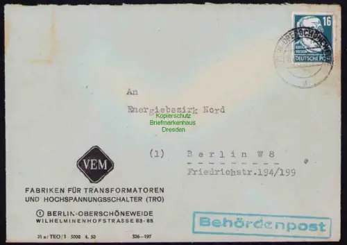 B19592 Brief Losungsstempel Propaganda Berlin Obeschöneweide Nationale Front
