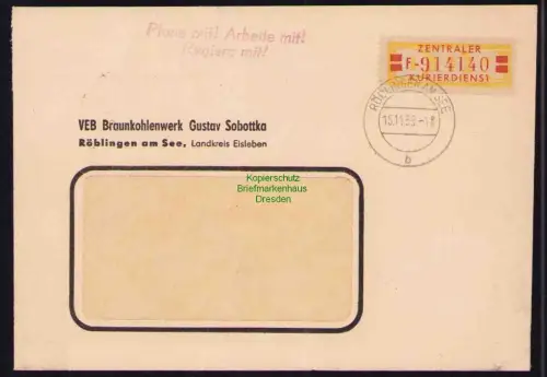 B19600 Brief DDR Propaganda Röblingen am See Plane mit ! Arbeite ! Regiere mit!