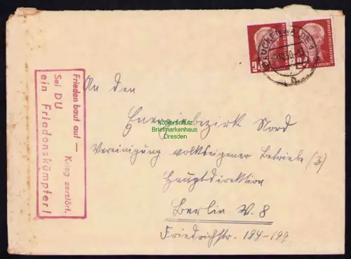 B19601 Brief DDR Propaganda Luckenwalde 1950 Frieden baut auf - Krieg zerstört