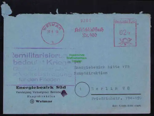 B19604 Brief DDR Propaganda Weimar 1951 Remilitarisierung bedeutet Krieg