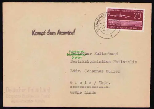 B19605 Brief DDR Propaganda Blankenstein Saale 1958 Kampf dem Atomtod
