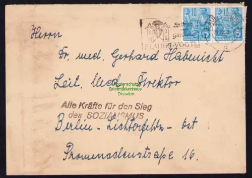 B19611 Brief DDR Propaganda Plauen 1958 Alle Kräfte für den Sieg des Sozialismus