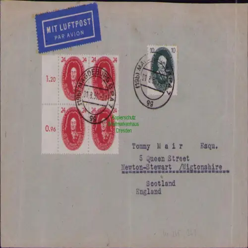 B19695 Brief DDR 4x 269 265 Magdeburg Luftpost Ausland nach Schottland England