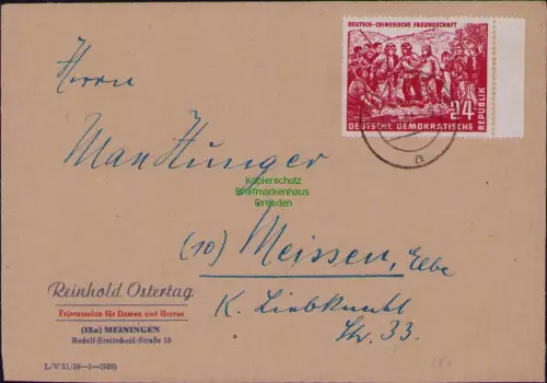 B19716 Brief DDR Deutsch-chinesische Freundschaft 287 Meiningen - Meissen 1951