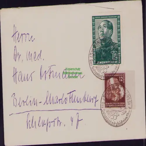 B19718 Brief DDR Deutsch-chinesische Freundschaft 286 289 Zingst - Berlin 1951