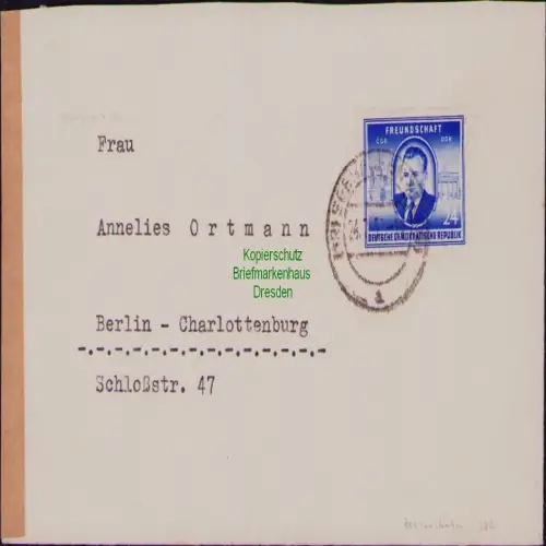 B19733 Brief DDR 302 Klement Gottwald MeF 1955 Marken ungültig keine Nachgebühr