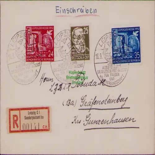 B19738 Brief DDR 334 Köpfe II 315 316 Einschreiben Sonderpostamt Die Deutsche Po