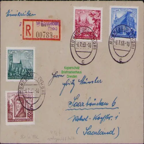 B19755 Brief DDR 358 - 361 700 Jahre Frankfurt O. FDC portogerecht Auslandsbrief
