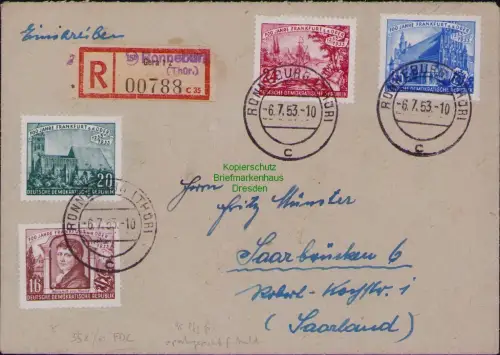 B19755 Brief DDR 358 - 361 700 Jahre Frankfurt O. FDC portogerecht Auslandsbrief
