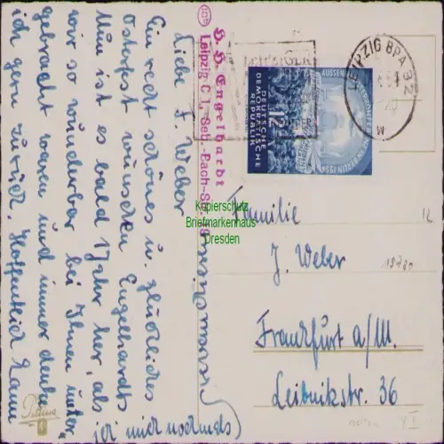 B19780 Postkarte DDR 424 YII 1954 Viermächtekonferenz Berlin portogerecht selten