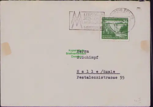 B19791 Brief DDR 431 Hochwasser Bedarfsbrief Leipzig - Halle 1954