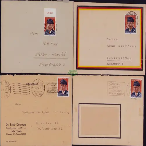 B19793 4x Brief DDR 432 EF Einzelfrankatur 1954 10. Todestag von Ernst Thälmann
