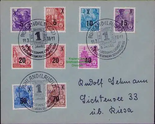B19798 Brief DDR 435 - 442 DS FJP Portosenkung 1954 SST Ruhland Lausitz 1956