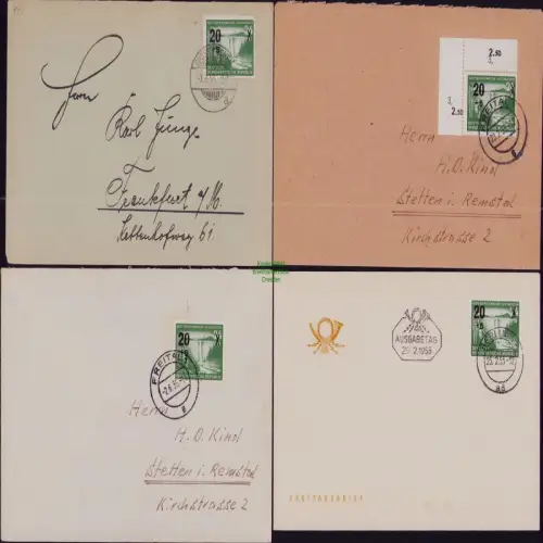B19819 4x Brief DDR 449 EF Freital Großenhain Berlin dabei 1x FDC