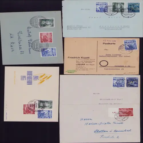 B19835 6x Brief Karte DDR 481 - 483 Bodenreform dabei 1x FDC 1955