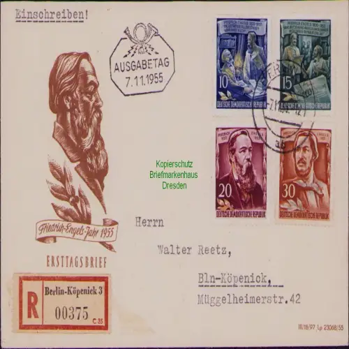 B19844 Brief DDR 485 - 490 Weimar Satzbrief FDC 1955 Eilbote Einschreiben