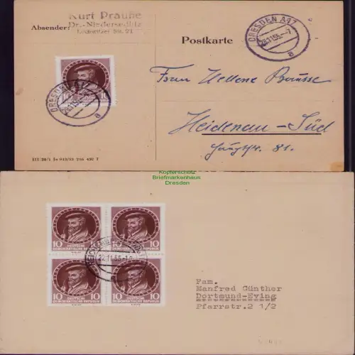 B19847 2x Brief Postkarte DDR 497 Georgius Agricola MeF EF Dresden Reichenbach