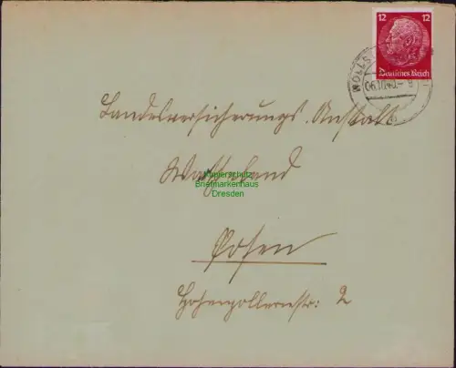 B22576 Brief DR Deutsches Reich Landpoststempel Teichrode über Wollstein 1940