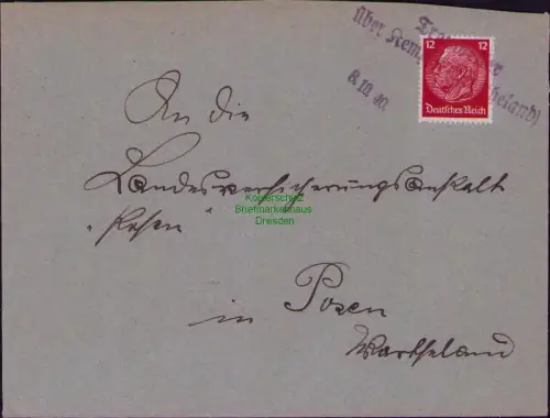 B22579 Brief DR Deutsches Reich Landpoststempel Treuweiler über Kempen Warthelan