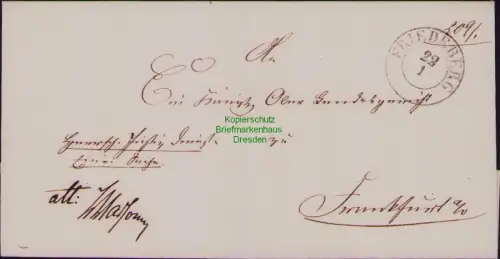 B22447 Brief Vorphila Faltbriefhülle Friedeberg ohne Inhalt um 1830 nach Frankfu