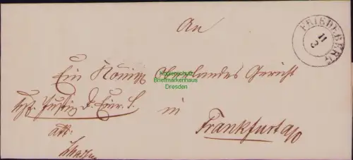 B22449 Brief Vorphila Faltbriefhülle Friedeberg ohne Inhalt um 1830 nach Frankfu