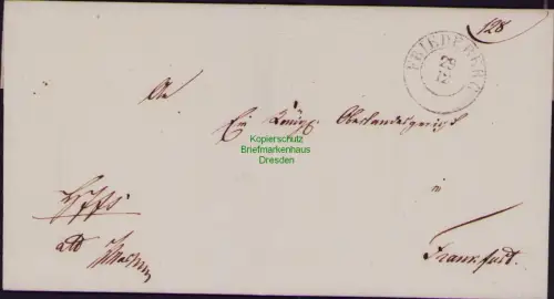 B22450 Brief Vorphila Faltbriefhülle Friedeberg ohne Inhalt um 1830 nach Frankfu