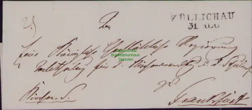 B22452 Brief Vorphila Faltbriefhülle Züllichau ohne Inhalt um 1830 nach Frankfur