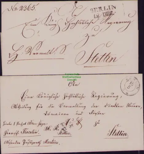 B22353 2x Brief leere Faltbriefhülle Berlin um 1820 nach Frankfurt Oder 1817 184